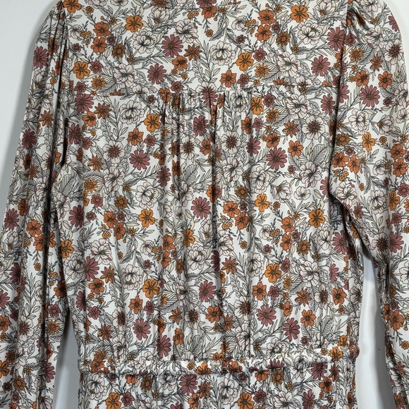 Denver Hayes Autum Floral Tie Waist Elastic Long Sleeves Size M Pockets Boho - Picture 9 of 15